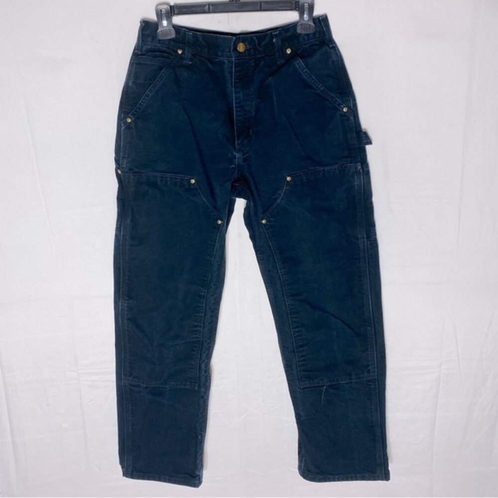 SOLD-Carhartt Black Original Fit Double Knee Duck Canvas Work Pants 30